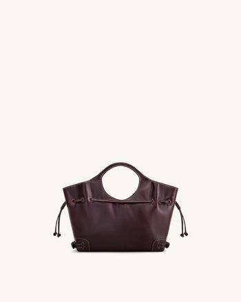 Virelle Borsa tote con coulisse in pelle vegana cerata - Bordeaux