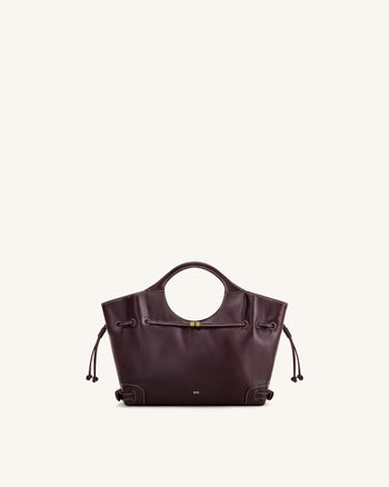 Virelle Borsa tote con coulisse in pelle vegana cerata - Bordeaux