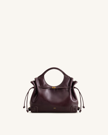 Virelle Borsa tote con coulisse in pelle vegana cerata - Bordeaux