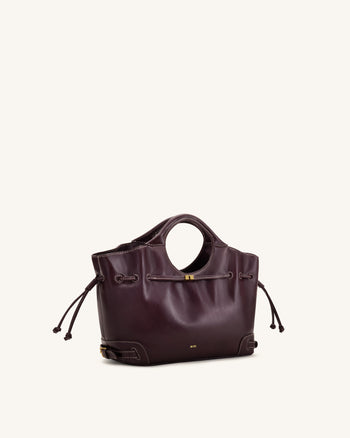 Virelle Borsa tote con coulisse in pelle vegana cerata - Bordeaux
