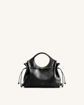 Virelle Borsa tote con coulisse in pelle vegana cerata - Nero