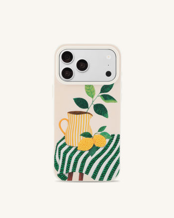 Custodia per telefono con arte brocca di limoni - Verde