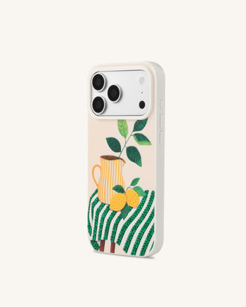 Custodia per telefono con arte brocca di limoni - Verde
