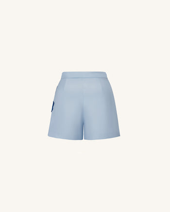 Iris Pantaloncini sartoriali ricamati - Azzurro