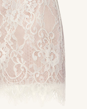 Mini abito in pizzo con spalla One - Bianco