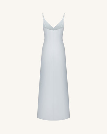 Abito sottoveste in raso con motivo Iris - Celeste