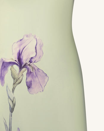 Abito sottoveste in raso con motivo Iris - Verde chiaro/Viola