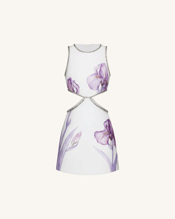 Mini abito Floral con bordo di perline - Bianco