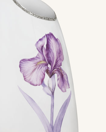 Mini abito Floral con bordo di perline - Bianco
