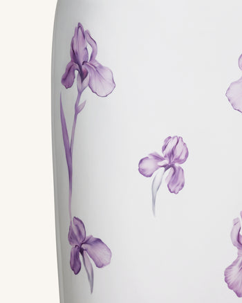 Gonna midi a tubino a vita alta con stampa Iris - Bianco/Viola