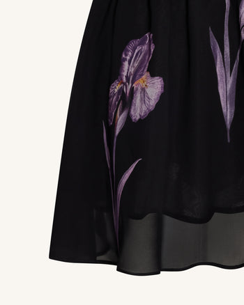 Abito floreale in rete con spalla One - Nero