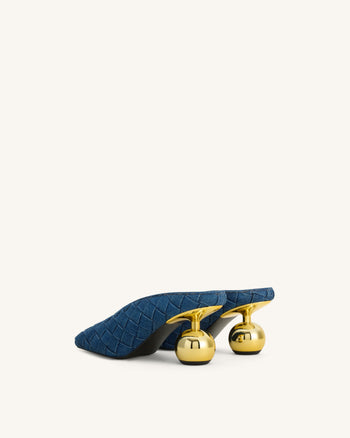Ellie Sabot con tacco a punta quadrata intrecciati - Blu denim