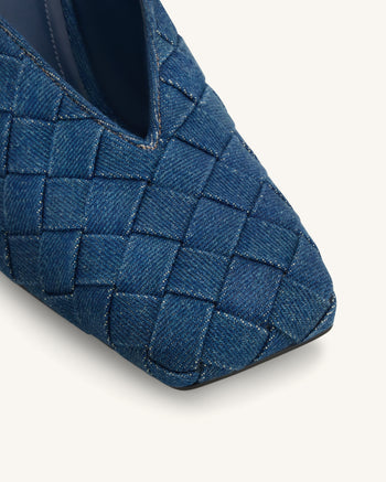 Ellie Sabot con tacco a punta quadrata intrecciati - Blu denim