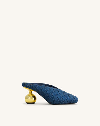 Ellie Sabot con tacco a punta quadrata intrecciati - Blu denim