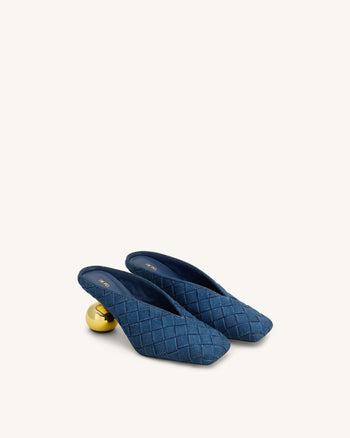 Ellie Sabot con tacco a punta quadrata intrecciati - Blu denim