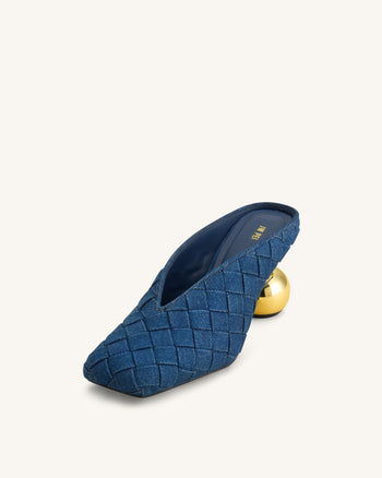 Ellie Sabot con tacco a punta quadrata intrecciati - Blu denim