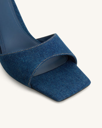 Sabot con tacco in denim Hannah - Blu denim
