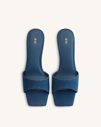 Sabot con tacco in denim Hannah - Blu denim