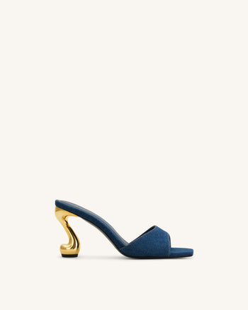 Sabot con tacco in denim Hannah - Blu denim