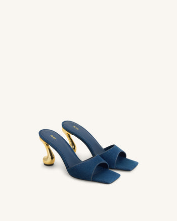 Sabot con tacco in denim Hannah - Blu denim