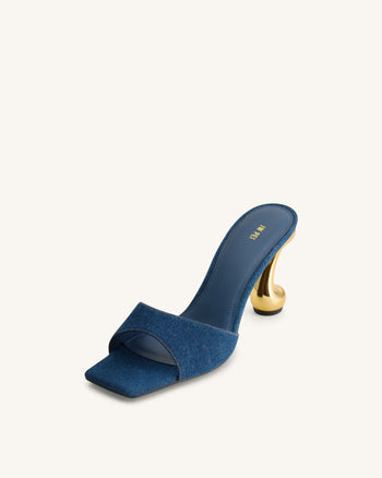 Sabot con tacco in denim Hannah - Blu denim