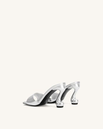 Sabot con tacco in ecopelle metallizzata Hannah - Argento