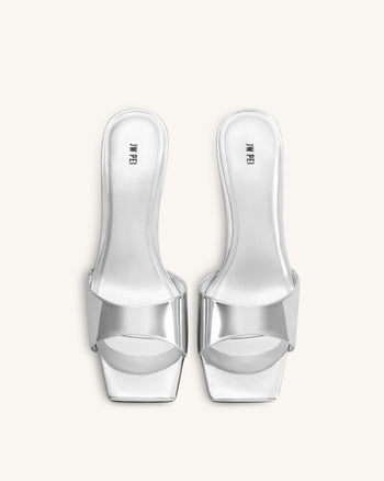 Sabot con tacco in ecopelle metallizzata Hannah - Argento