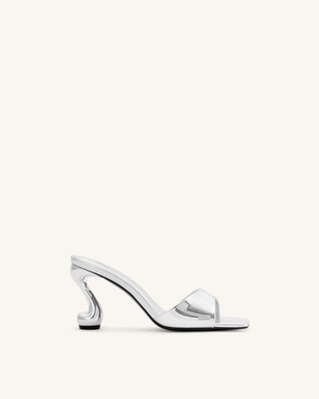 Sabot con tacco in ecopelle metallizzata Hannah - Argento