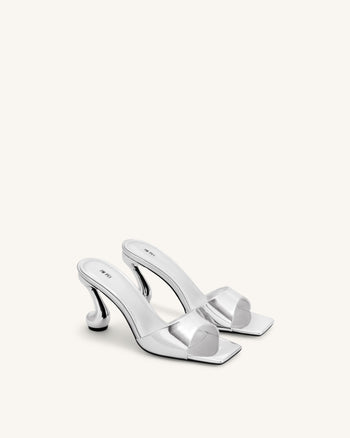 Sabot con tacco in ecopelle metallizzata Hannah - Argento