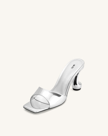 Sabot con tacco in ecopelle metallizzata Hannah - Argento
