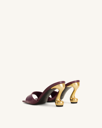 Sabot con tacco effetto coccodrillo Hannah - Borgogna