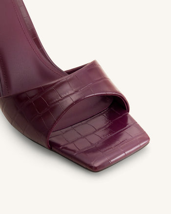 Sabot con tacco effetto coccodrillo Hannah - Borgogna