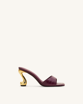Sabot con tacco effetto coccodrillo Hannah - Borgogna
