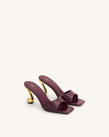 Sabot con tacco effetto coccodrillo Hannah - Borgogna