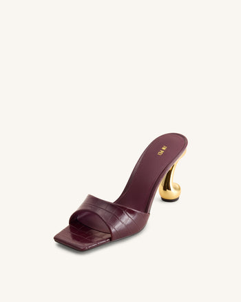 Sabot con tacco effetto coccodrillo Hannah - Borgogna