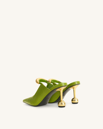Sofia Mule con Tacco a Sfera e Dettaglio Metallico - Verde