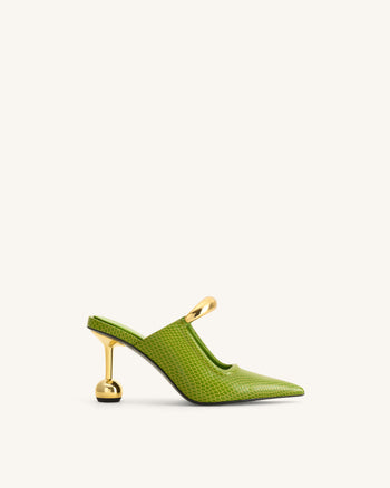 Sofia Mule con Tacco a Sfera e Dettaglio Metallico - Verde
