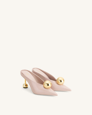 Sofia Sabot con tacco e scollatura angolata - Rosa antico