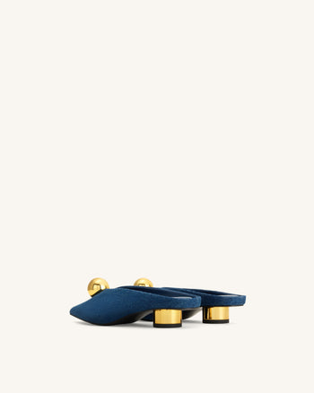 Helena Sabot a punta con sfera dorata - Blu denim