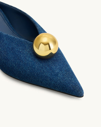 Helena Sabot a punta con sfera dorata - Blu denim