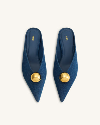 Helena Sabot a punta con sfera dorata - Blu denim