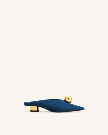 Helena Sabot a punta con sfera dorata - Blu denim