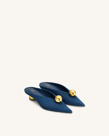 Helena Sabot a punta con sfera dorata - Blu denim