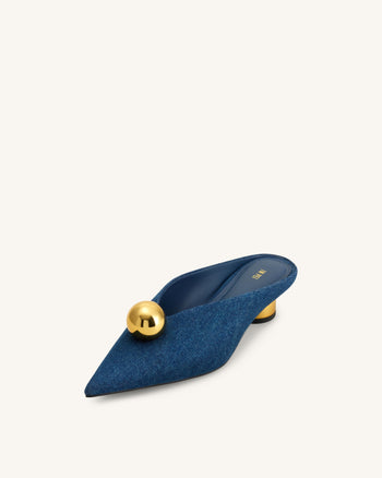 Helena Sabot a punta con sfera dorata - Blu denim