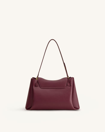 Rhea Borsa a spalla con doppia fibbia effetto martellato - Bordeaux scuro