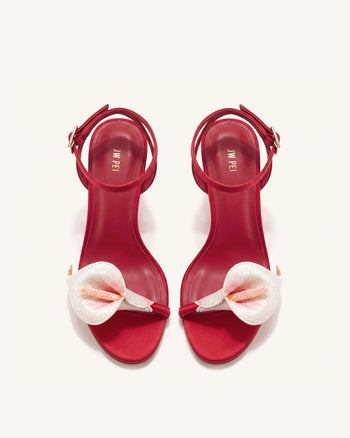 Alivia Sandali con tacco in metallo dorato Calla Lily - Rosso