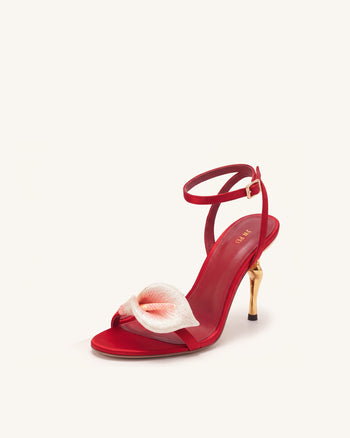 Alivia Sandali con tacco in metallo dorato Calla Lily - Rosso