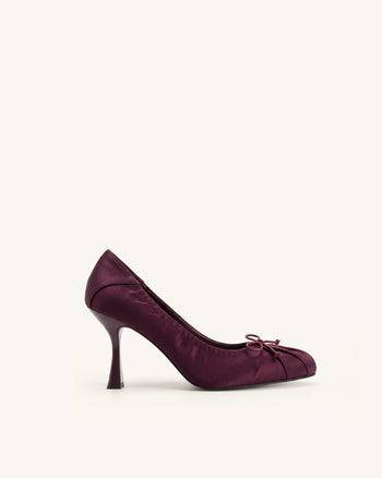 Solenne Décolleté arricciate con fiocco in raso - Bordeaux