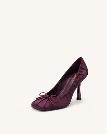 Solenne Décolleté arricciate con fiocco in raso - Bordeaux