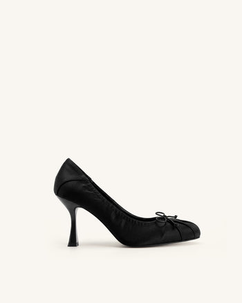 Solenne Décolleté arricciate con fiocco in raso - Nero